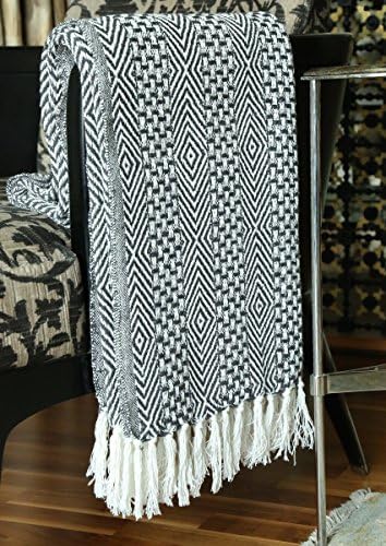 Rajrang trazendo Rajasthan para você arremesso de algodão - 50x60 polegadas - cobertor de malha com borla decorativa