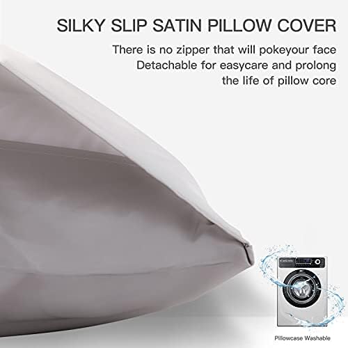 Pillow de corpo inteiro de Lamberia para adultos com tampa de travesseiro de cetim sedoso para cabelos e pele.