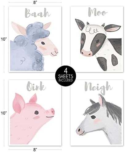 Sweet jojo projeta animais de fazenda de arte impressão de parede decoração de quarto para bebê, berçário e crianças