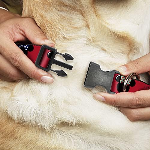 Clipe de plástico de colarinho de cachorro minnie mouse silhueta de bolca preta vermelha 15 a 26 polegadas