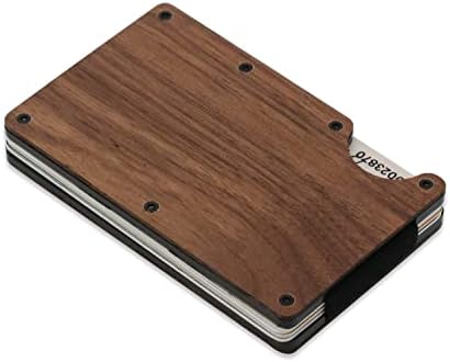 Caixa de madeira e alumínio de madeira para cartões de crédito e carteira minimalista de cartão de
