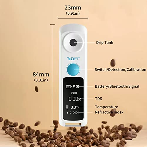 Refratômetro Difluid Brix com ATC para Coffee Digital Coffee Refratometer Faixa de 0-26% +/- 0,03% de precisão