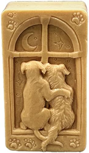 Cães apaixonados molde de silicone para sabonete fazendo argila de gesso de velas