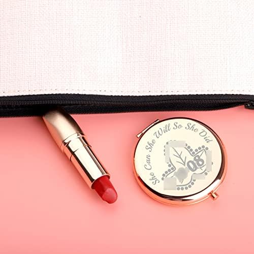 Ujims Sorority Gift Pink e Green Lvy Leaf Compact Makeup Mirror Parafernália Presente de graduação para mulheres