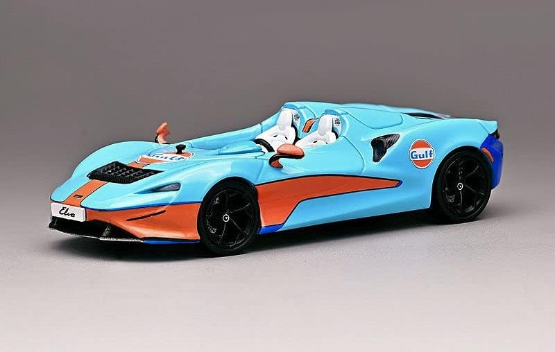 McLaren elva conversível Óleo do Golfo azul claro com detalhes em laranja e rodas extras 1/64 Modelo Diecast