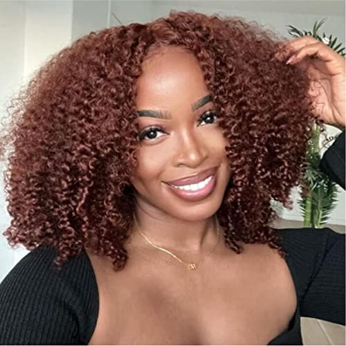 Buladou 12a Reddish Brown Kinky Curly Lace Wigs Cabelo Humano para Mulheres 13x4 HD HD Lace Transparente Figs