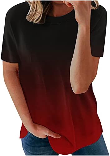 Tops de trabalho para mulheres 2023 gradiente impressa camisetas de verão Camiseta redonda casual Camiseta curta