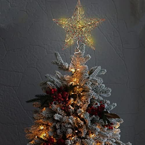 AMOSFUN ARTORES DE TRIA DE NATAL TOPPER ORNAMENTOS STAR, Topper de árvore de Natal iluminados com luzes LED,