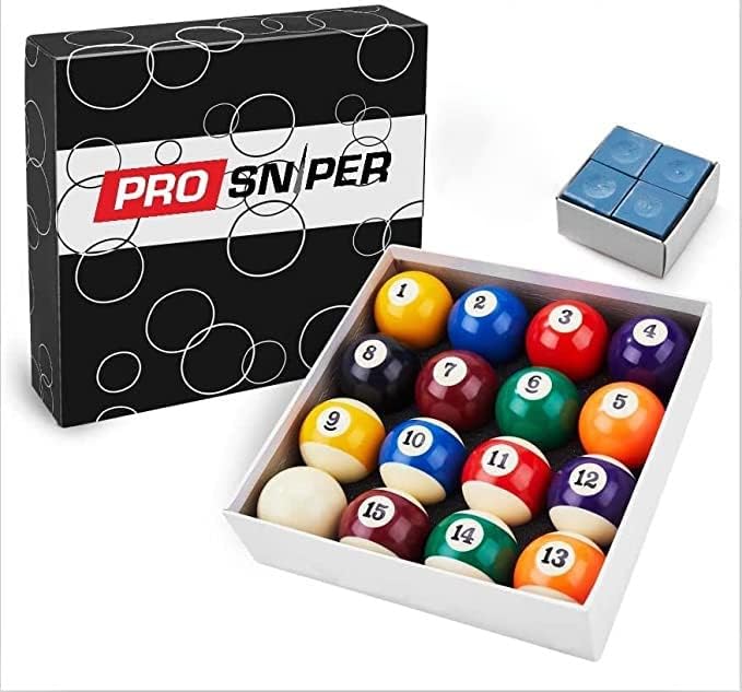 Prosniper Billiard Balls - 16 premium pool de bola, incluindo pontas de sugestão 4x e giz azul 4x I 6 oz