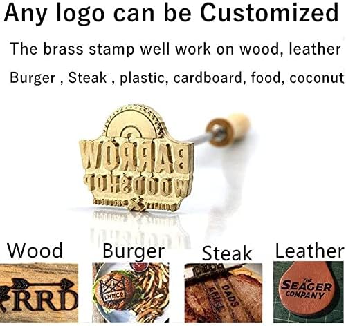 Logotipo personalizado Ferro de madeira para madeira, Marca de couro para churrasco de marca personalizada, incluindo