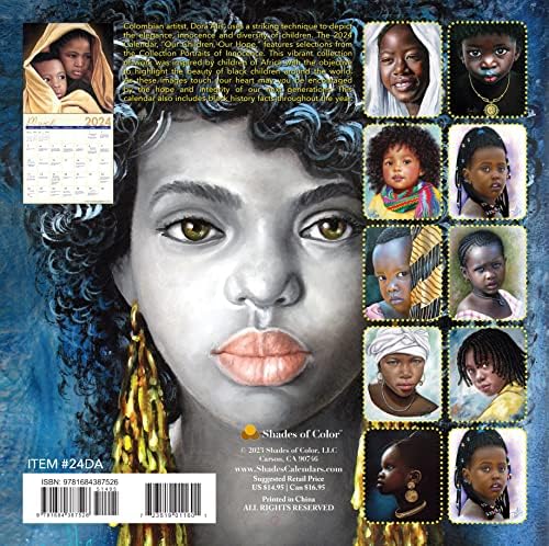 2024 Calendário de Muralha Mensal Afro -Americano, Tons de Cor: Nossos Filhos - Nossa Esperança, destacando