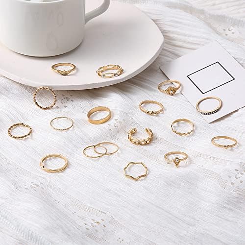 Anéis de noivado feminino 17pcs bohemian rings correspondentes para mulheres meninas Cristal Joint Knot