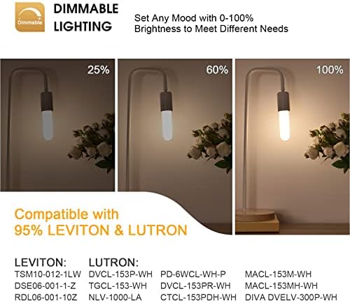 E12 lâmpadas LED LED Candelabra 25W Lâmpadas LED T8 equivalentes, brancos macios 3000k, vidro leitoso, Dimmable,