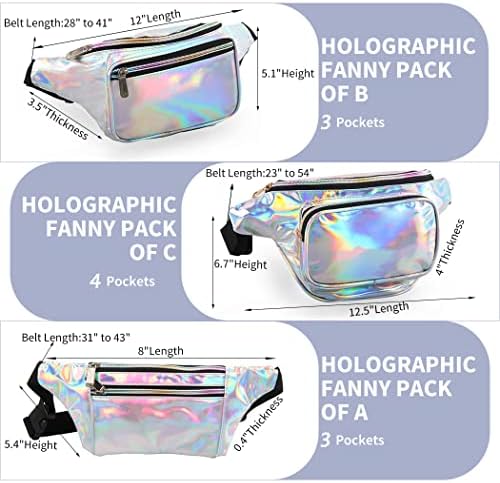 Fanny Pack Holographic para homens, pacote de bolsa de cintura crossbody resistente à água com