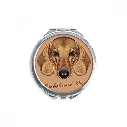 Marrom dachshund cão de cachorro animal espelho compacto de bolso portátil redondo vidro
