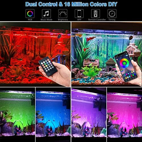 Varmhus LED Light Aquarium, luz do tanque de peixes com controlador remoto e controle de aplicativos,