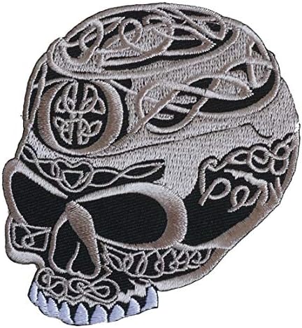 Ferro bordado de crânio gótico em patch skeleton motocicleira de motocicleta símbolo quente tatuagem