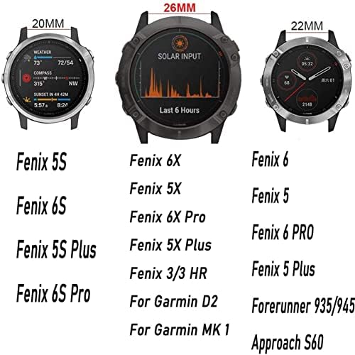 Fndwj 20/22/26mm WatchBand para Garmin Fenix ​​6 6s 6x Pro 5 5x 5s mais 3HR 935 MK2 Banda de silicone Retor