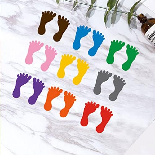 Nuobesty 12 pares decalques de piso pegada de pegada coloridos sapatos infantis adesivos pegadas adesivos