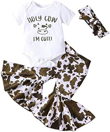 Crianças de criança meninas curtas de mangas curtas Infantis de vaca de vaca letras top pede roupas