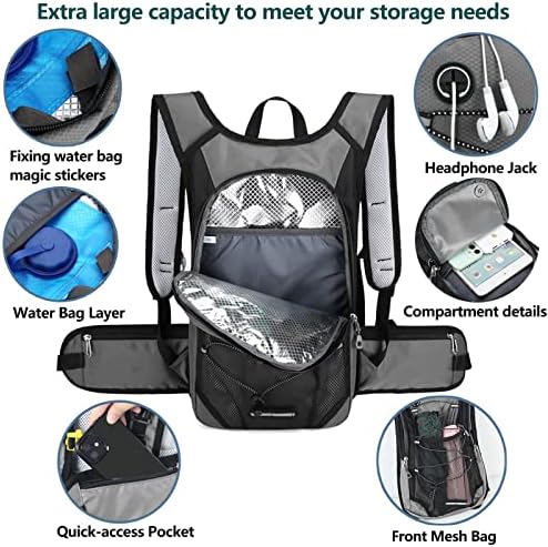 Zide Hydration Pack Backpack leve com isolamento de bexiga aquático de 2l Running Mackpack para homens