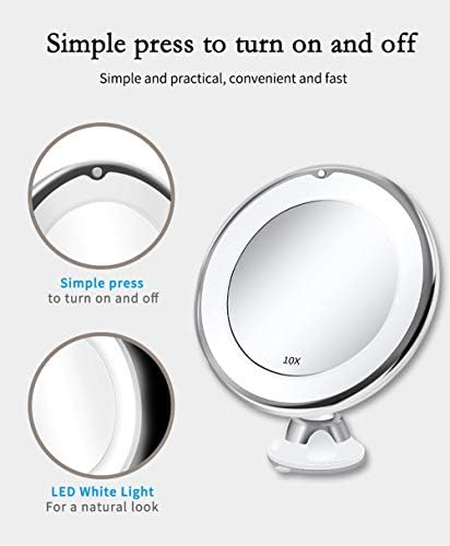 JJry Makeup Vanity Mirror, com luzes de 10x, luz LED, Luz de ampliação por portátil portátil, espelhos para cima