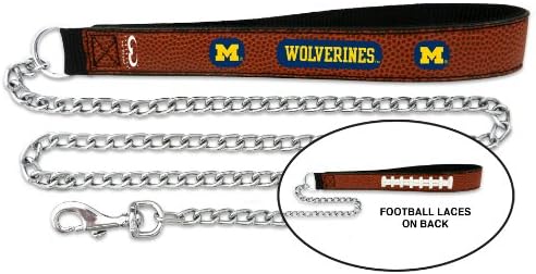 NCAA Michigan Wolverines Futebol Couro de 2,5 mm de trela, médio
