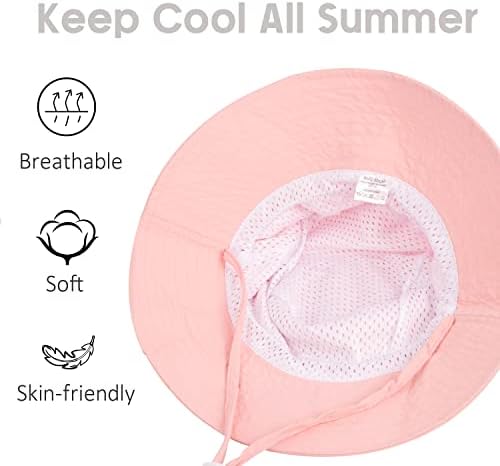 Chapéu de balde de bebê e óculos de sol, chapéu de sol Protection UV com largura Brim, Capéu de praia para