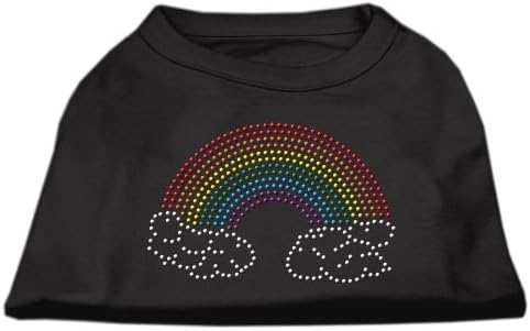 Shinestone arco -íris camisa de cachorro preto xs