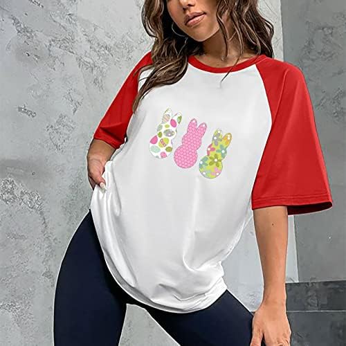 Camiseta de páscoa camiseta de camiseta para mulheres com manga curta impressão diária casual camisetas