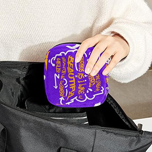 Bolsa de armazenamento de guardanapo sanitário letras coloridas menstrual portátil de portátil com zíper