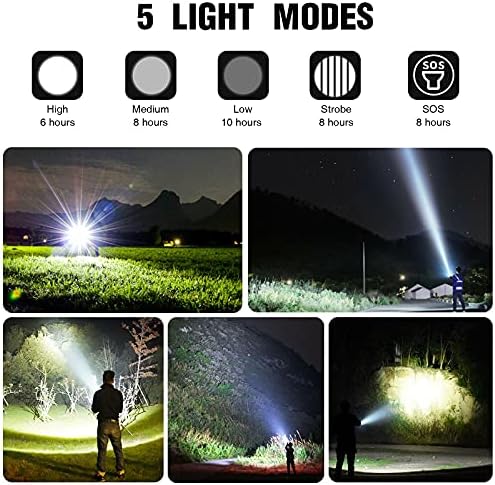 Lanterna LED recarregável de Milaoshu, 10000 lúmens lanternas poderosas altas lúmens, mais brilhante,