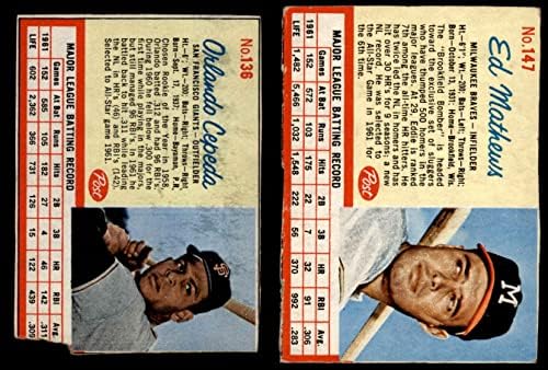 1962 Post Baseball Complete Conjunto VG+