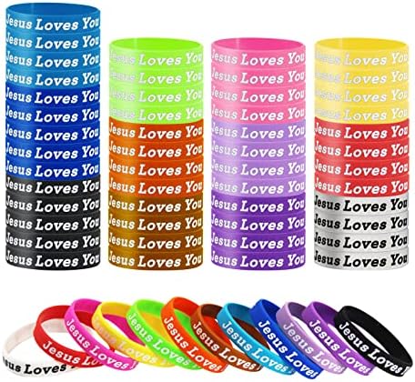Nivofu 50 pcs 12 cores Jesus ama você pulseiras de silicone pulseiras de borracha Jesus ama você