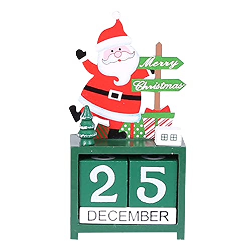 Calendário de contagem regressiva de madeira de madeira calendário fofo boneco de neve boneco de neve Papai Noel