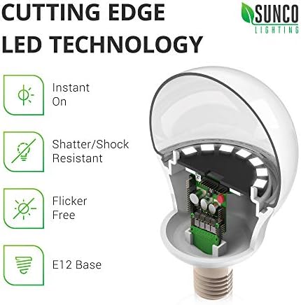 Sunco 10 pacote E12 LED Bulbo Candelabra 5000k Daylight, 5W equivalente 40W, 450 lm, Base de parafuso