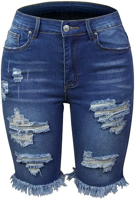 Shorts lmdudan jeans para mulheres com cintura alta estressada bainha crua jeans curta cortada shorts de jeans