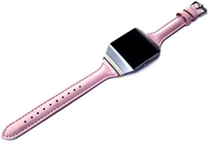 Banda colorida rosa compatível com Fitbit Ionic Smart Watch Slim elegante pulseira de couro macio