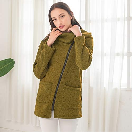 Andongnywell Sweater Fleece Full Side Zip Soft Classic Fit Fit de comprimento de lapela de lapela