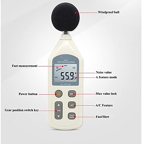 Twdyc Digital Sound Nível de som Medidor 30-130dB Medição de ruído Decibel Monitoramento do Logger Testador