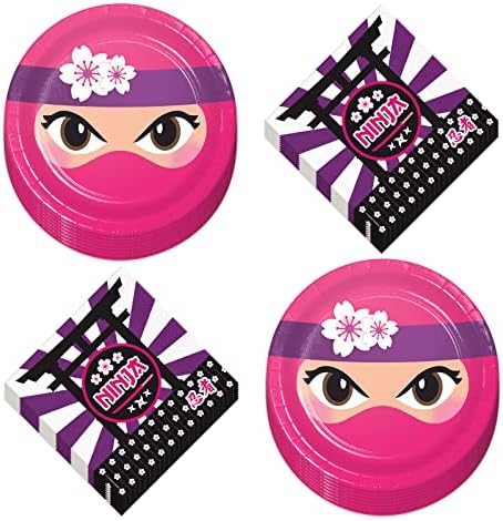 Pink Ninja Party Supplies - Ninja Girl Paper Placas e Ninja Design guardanapos