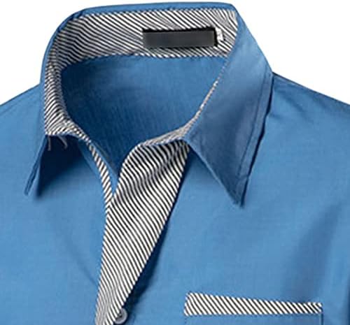 Homens de moda contraste a camisa decorativa listrada camisa xadrez de colarinho de colar