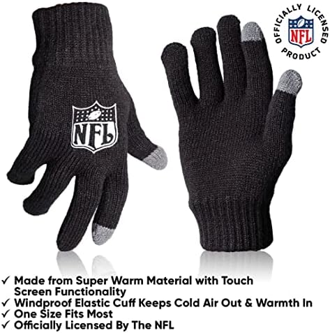 Ultra Game NFL Men Womens Super Soft Winter Feanie Knit Hat com luvas de tela de toque mais quentes