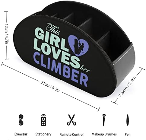 Girl Loves Climber Leather Remote Control Holder Funny Caddy Storage Box Desktop Organizador com 5 compartimentos