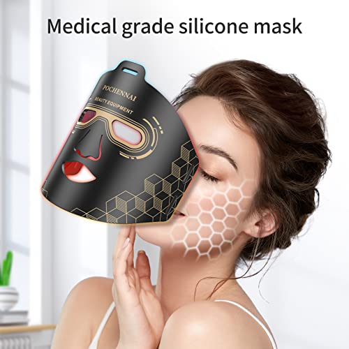Terapia com máscara facial de Pochennai LED, terapia de luz LED Máscara de cuidados com a pele facial, máscara