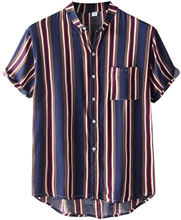 Jaquetas de Natal de Wybaxz para Mens Stripe masculino de Stand-Up Sleeved Camisetas Impressas