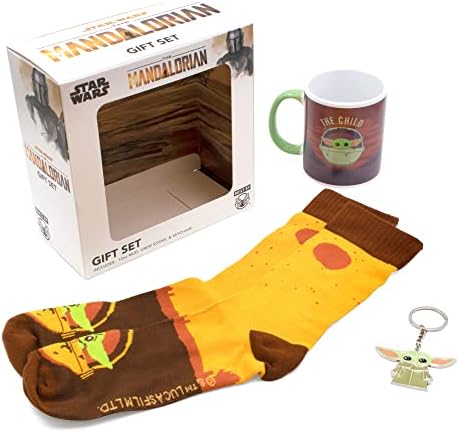 Cultura Fly Star Wars The Mandalorian Baby Yoda Boxed Gift Set com meias, caneca e cadeia de chaves da tripulação