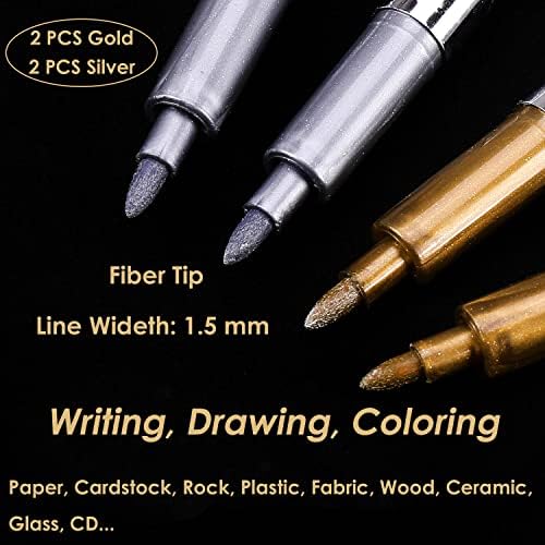 Canetas de marcadores metálicos premium dyvicl - canetas de pintura de prata e ouro para papel