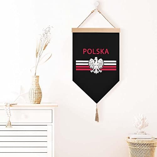 Nudquio Polish Flag - Polska Eagle Cotton Linen Solfing Bandle Wall Sign Painting Picture for Home Office
