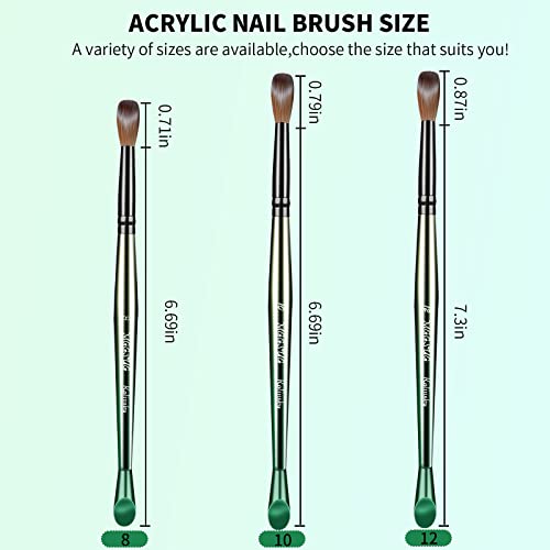 MGGSUG Kolinsky Acrylic Unhec Brush 8 10 Brush oval de manicure de aplicação de acrílico oval para acrílico